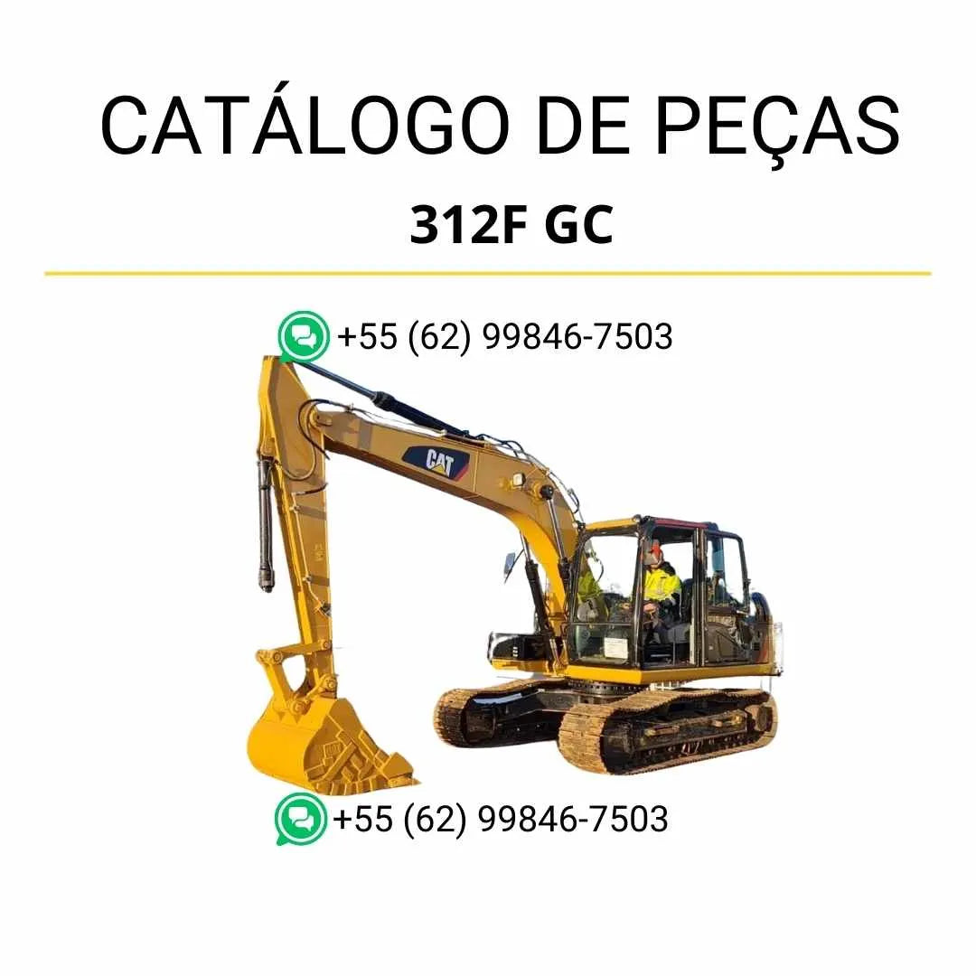 Catálogo de peças Caterpillar 312F GC em PDF, com diagramas detalhados e lista completa de componentes originais da escavadeira.