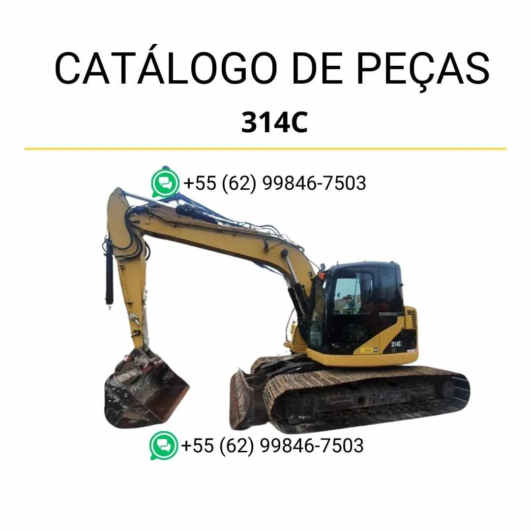 Catálogo de peças Caterpillar 314C em PDF com ilustrações técnicas detalhadas e identificação completa dos componentes da escavadeira.