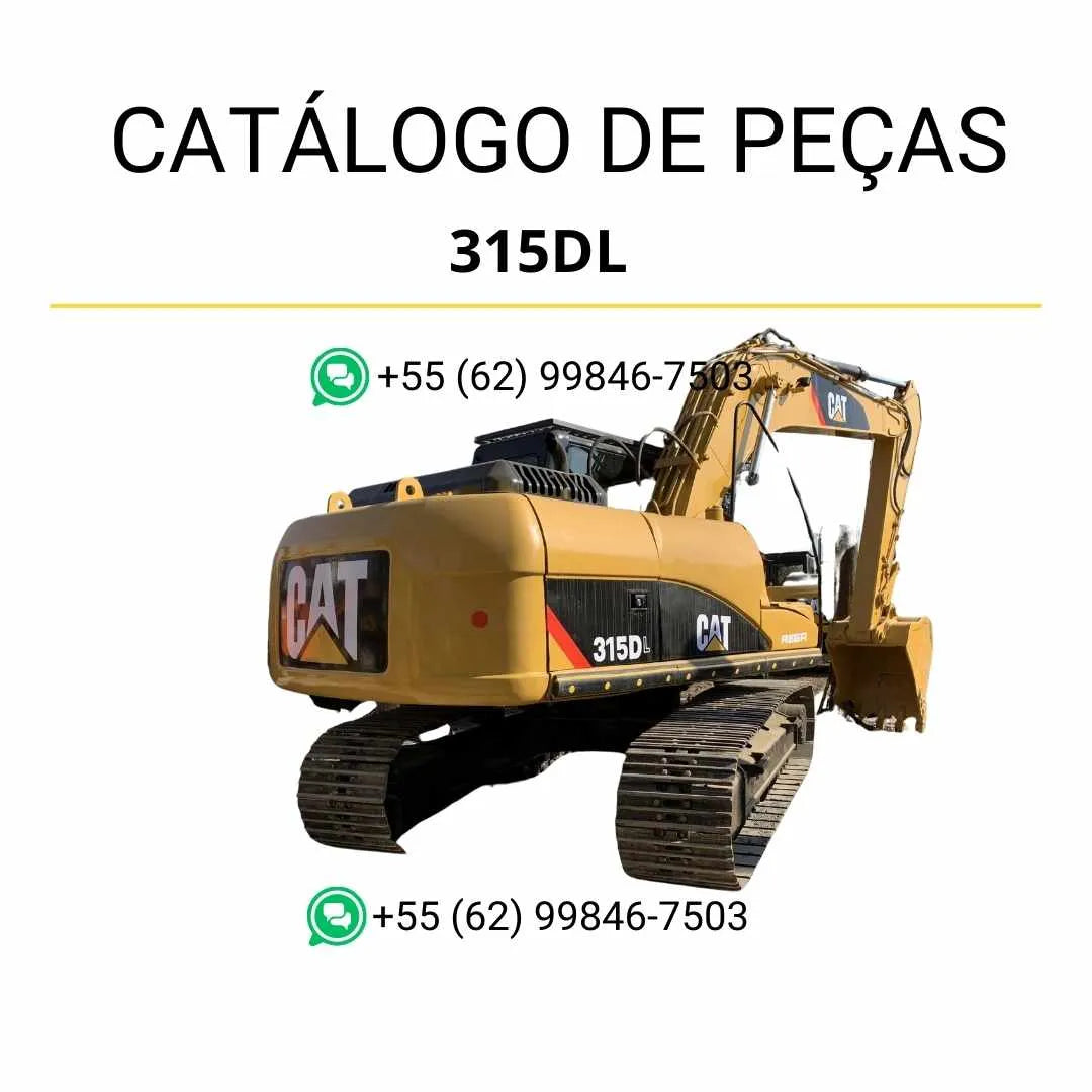 Catálogo de peças Caterpillar 315DL em PDF com ilustrações técnicas e lista detalhada de componentes originais da escavadeira.