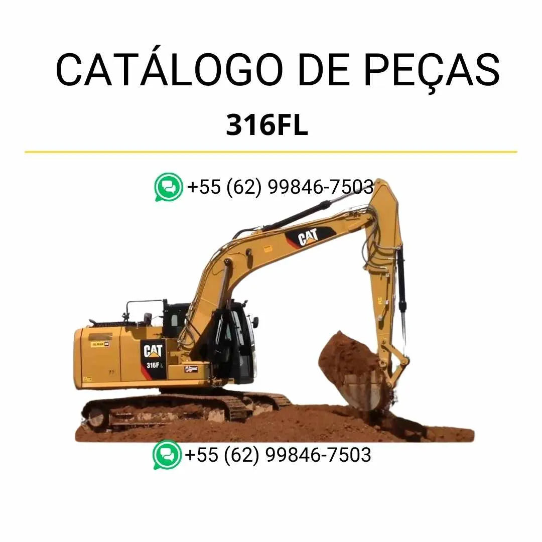 Catálogo de peças Caterpillar 316F L em PDF com ilustrações técnicas detalhadas e lista completa dos componentes originais da escavadeira.