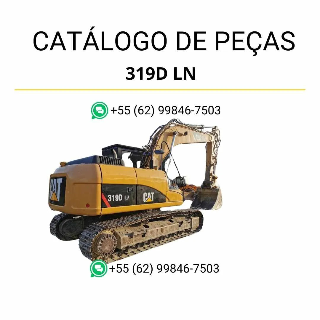 Catálogo de peças Caterpillar 319D LN em PDF com diagramas técnicos detalhados e identificação completa dos componentes originais da escavadeira.