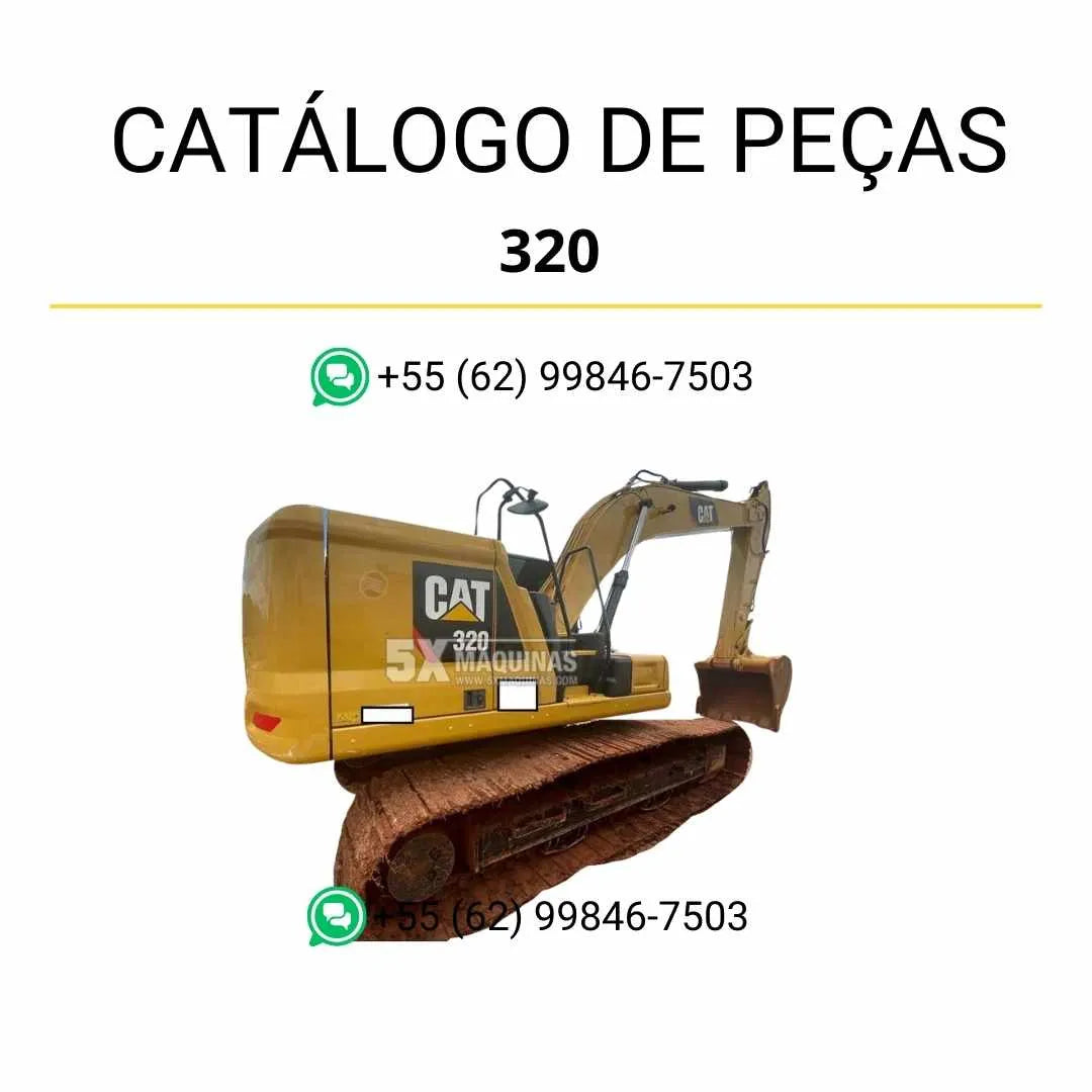 Catálogo de peças Caterpillar 320 em PDF com diagramas técnicos detalhados e identificação completa dos componentes originais da escavadeira.