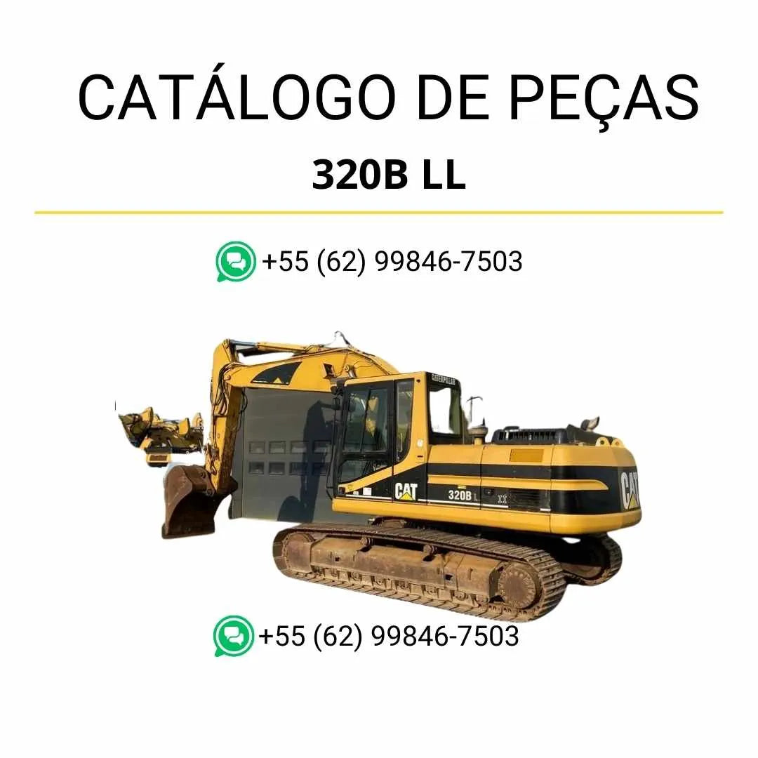 Catálogo de peças Caterpillar 320B LL em PDF com ilustrações técnicas detalhadas e lista completa dos componentes originais da escavadeira.
