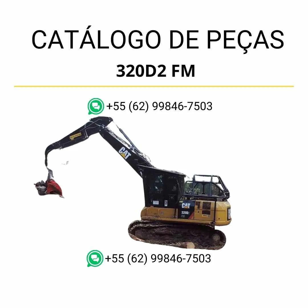 Catálogo de peças Caterpillar 320D2 FM em PDF com ilustrações técnicas detalhadas e lista completa de componentes originais.