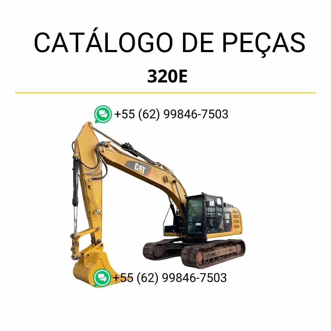 Catálogo de peças Caterpillar 320E em PDF com diagramas técnicos detalhados e identificação completa de componentes originais da escavadeira.