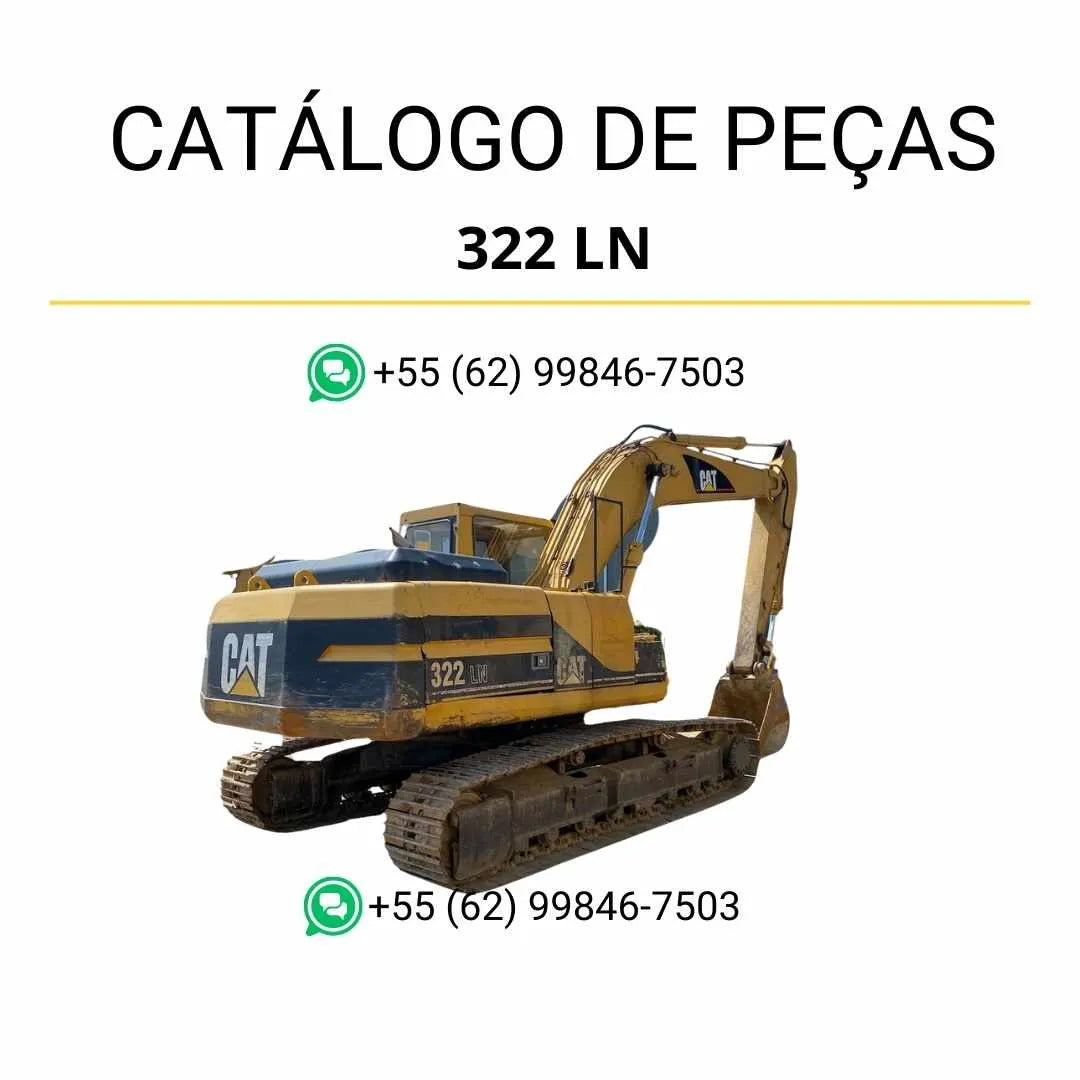 Catálogo de peças Caterpillar 322 LN em PDF com diagramas técnicos detalhados e lista completa de componentes originais da escavadeira.