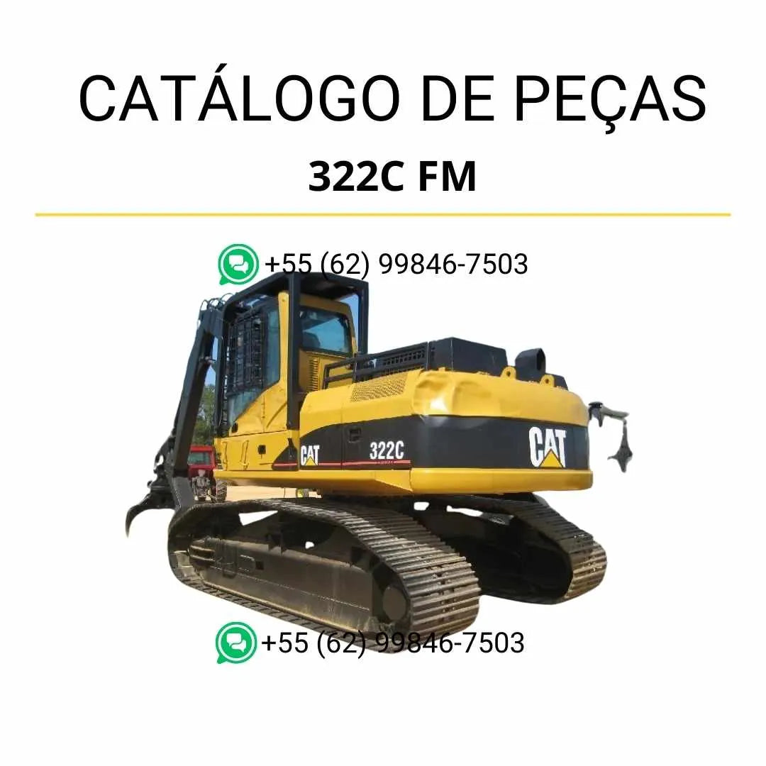 Catálogo de peças Caterpillar 322C FM em PDF com diagramas técnicos precisos e identificação completa de componentes originais da máquina.