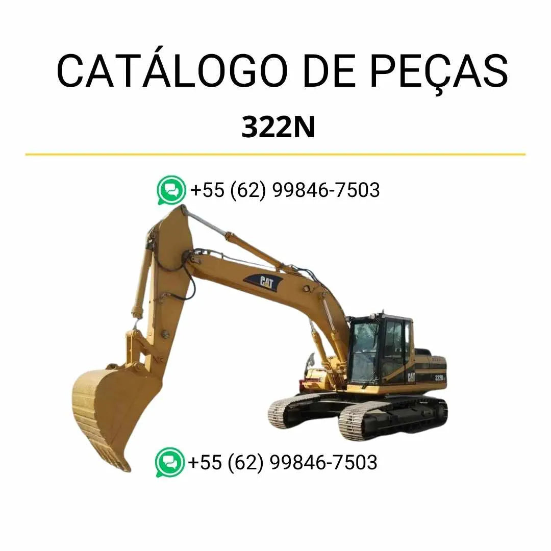 Catálogo de peças Caterpillar 322N em PDF com ilustrações técnicas detalhadas e lista completa de componentes originais da escavadeira.