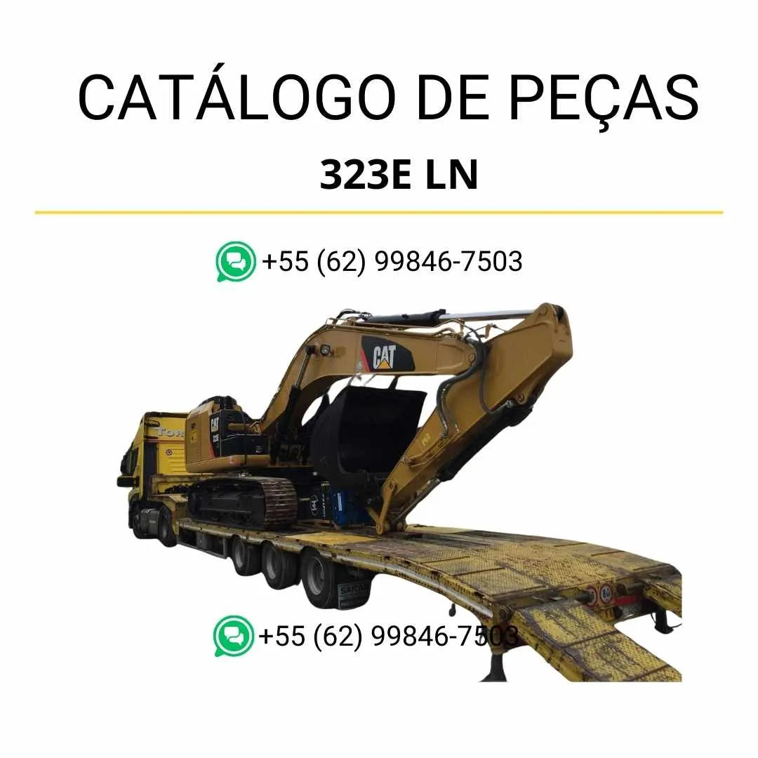 Catálogo de peças Caterpillar 323E LN em PDF com diagramas técnicos completos e identificação precisa de componentes originais da escavadeira.