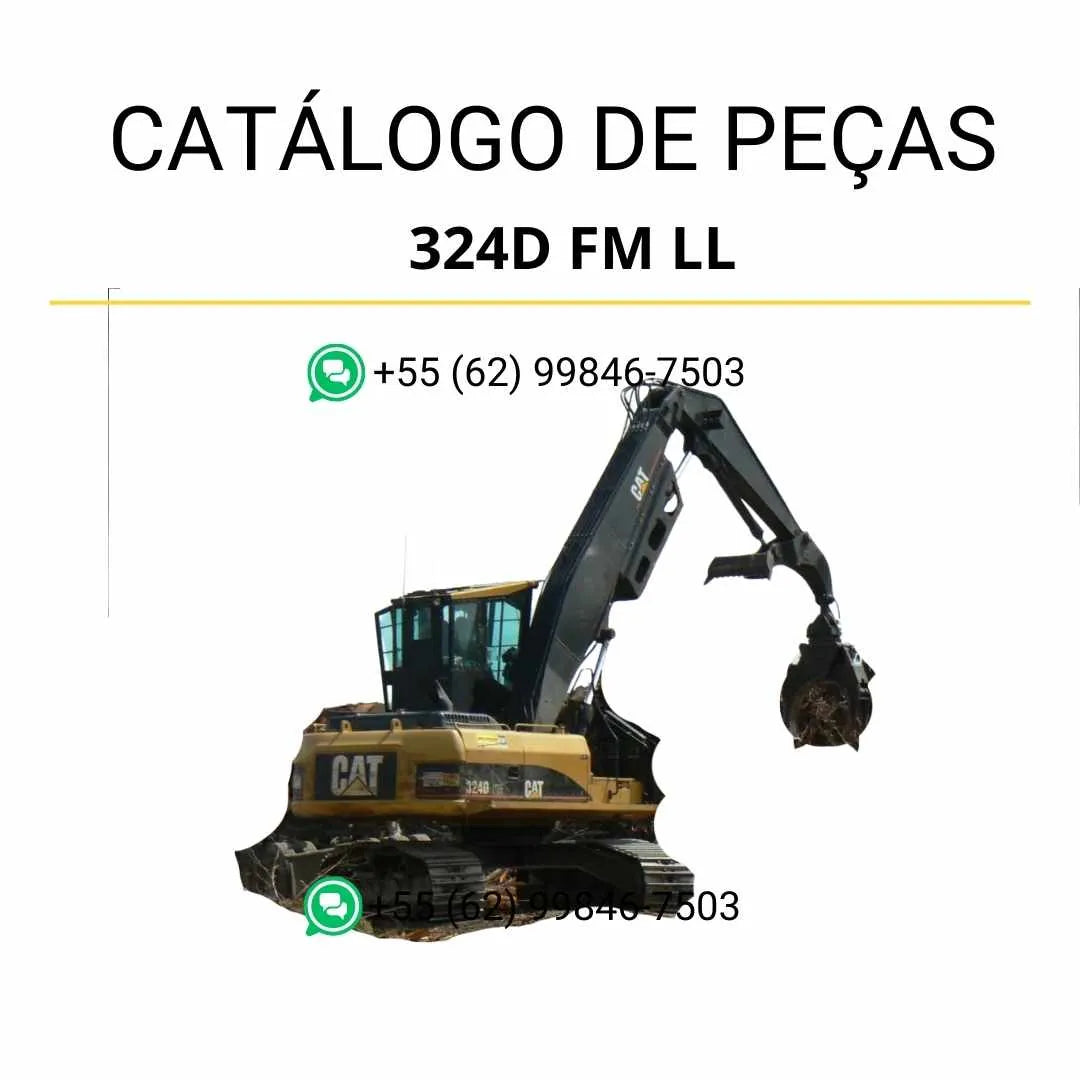 Catálogo de peças Caterpillar 324D FM LL em PDF com ilustrações técnicas completas e identificação detalhada dos componentes originais.