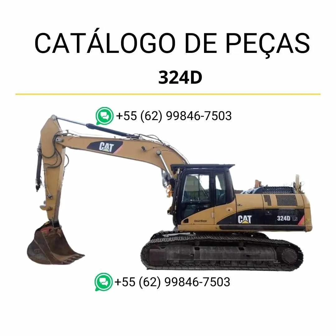 Catálogo de peças Caterpillar 324D LN Mobile Hyd Power escavadeira em PDF com diagramas hidráulicos, ilustrações técnicas e códigos originais.
