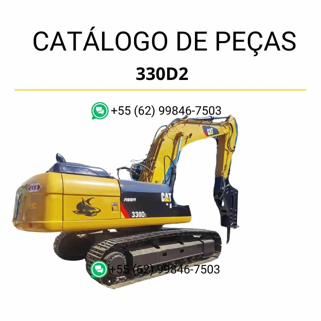 Catálogo de peças Caterpillar 330D2 escavadeira em PDF com ilustrações técnicas detalhadas e lista completa de componentes originais.