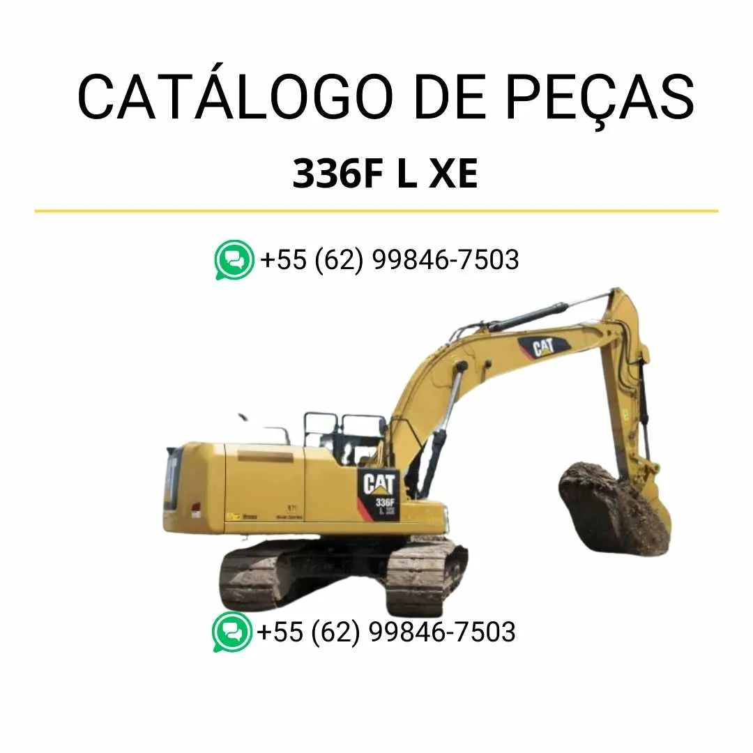 Catálogo de peças Caterpillar 336F L XE escavadeira em PDF com diagramas técnicos detalhados e lista completa de componentes originais.