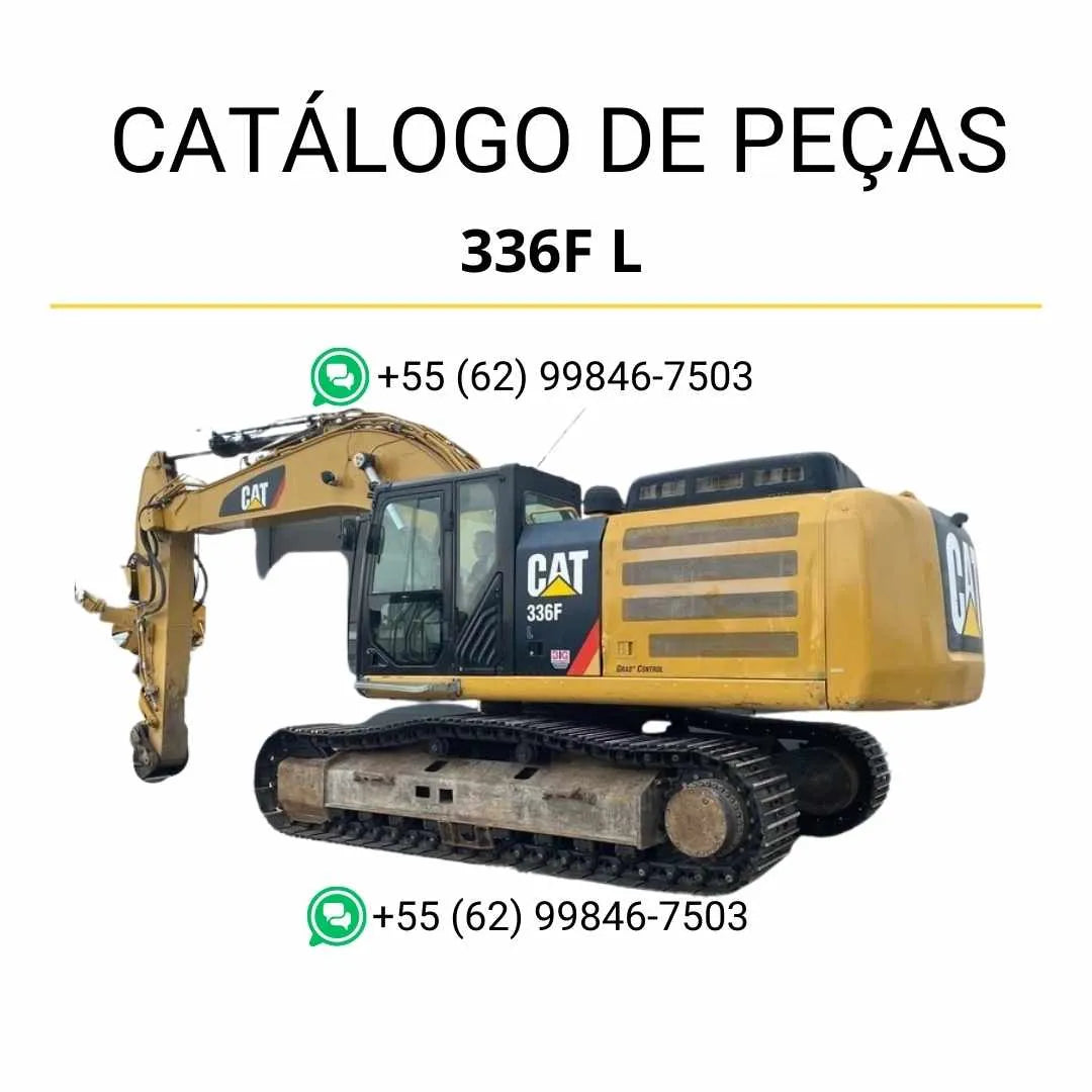 Catálogo de peças Caterpillar 336F L escavadeira em PDF com ilustrações técnicas detalhadas e lista completa de componentes originais.