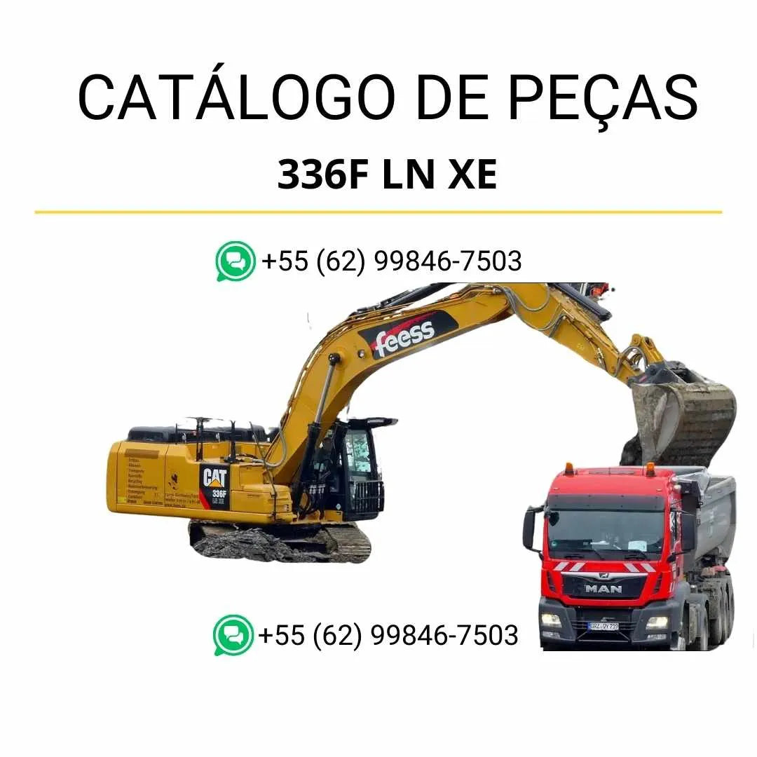 Catálogo de peças Caterpillar 336F LN XE escavadeira em PDF com diagramas técnicos completos e lista detalhada de componentes originais.