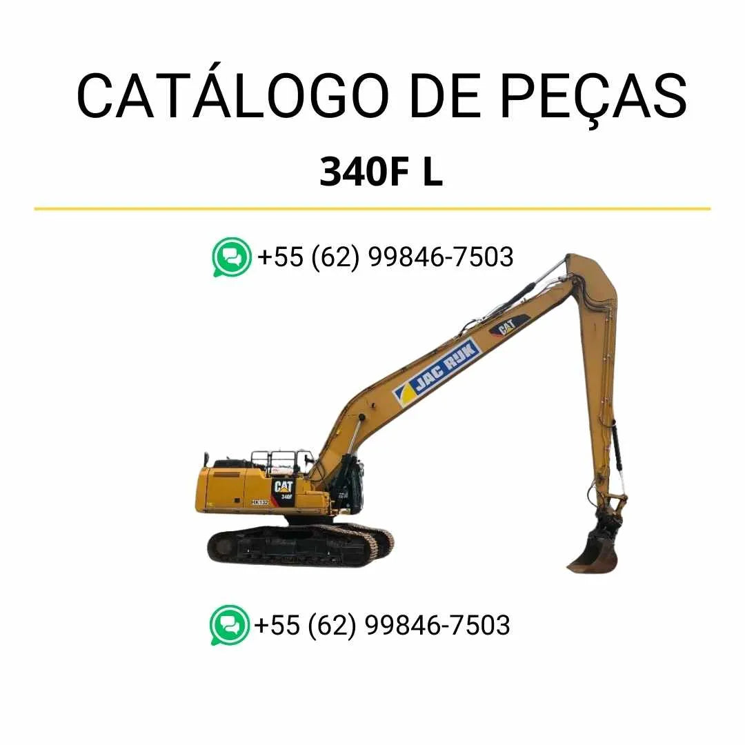 Catálogo de peças Caterpillar 340F L LRE escavadeira em PDF com diagramas ilustrativos e lista completa de componentes originais.