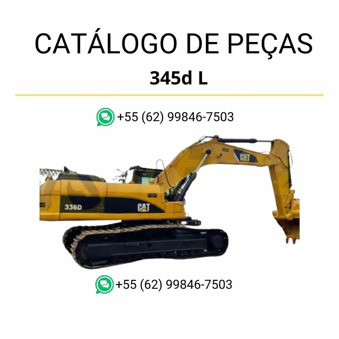 Catálogo de peças da escavadeira Caterpillar 345D L em PDF com ilustrações técnicas detalhadas e lista completa de componentes originais.