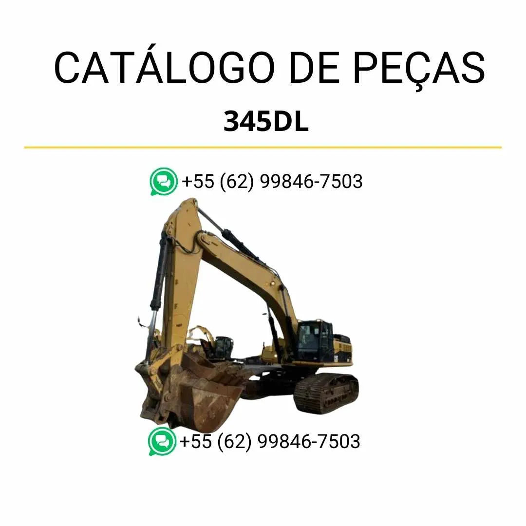 Catálogo de peças Caterpillar 345D L VG escavadeira em PDF com ilustrações técnicas detalhadas e identificação completa de componentes originais.