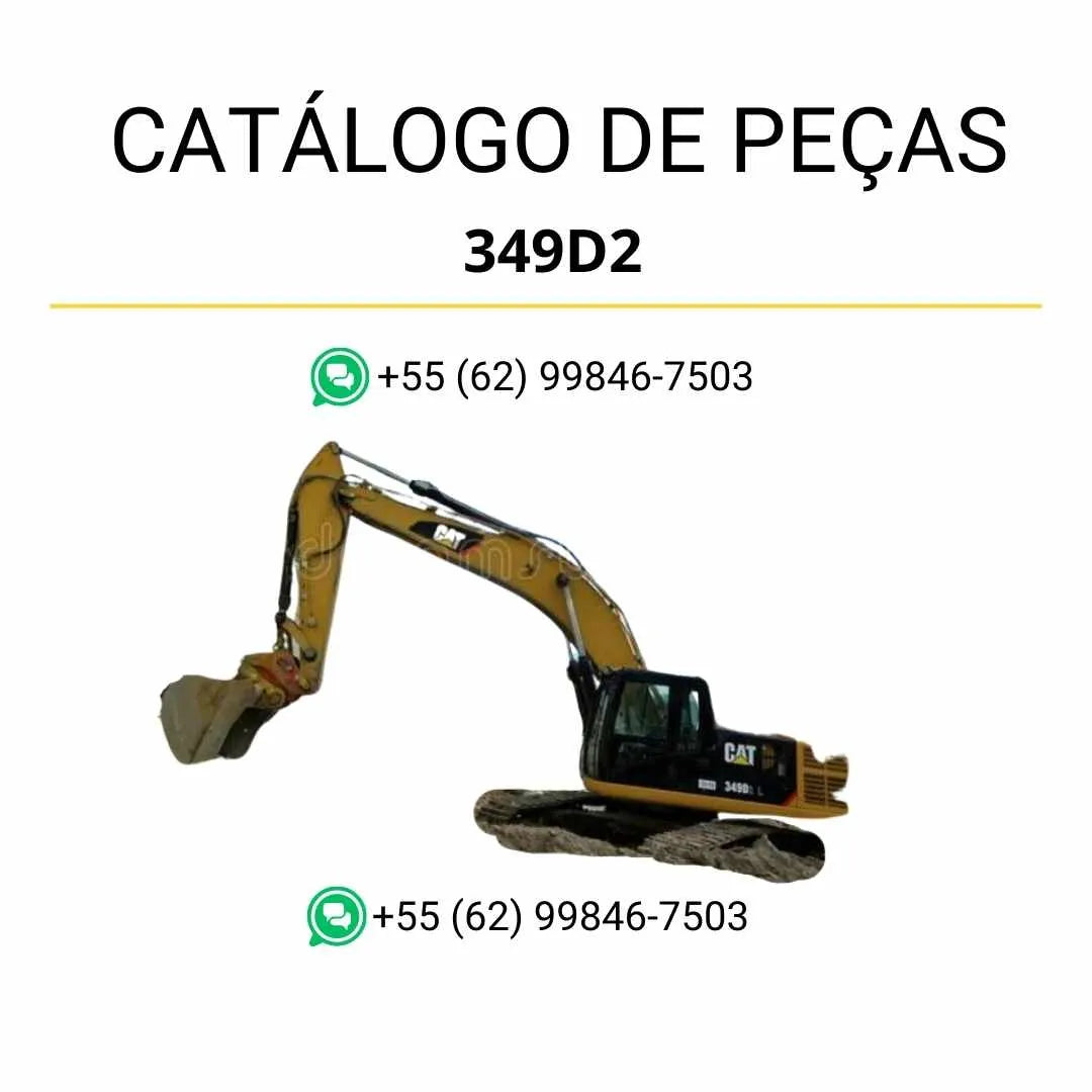 Catálogo de peças Caterpillar 349D2 Mobile Hyd Power escavadeira em PDF com diagramas ilustrados e lista detalhada de componentes originais.