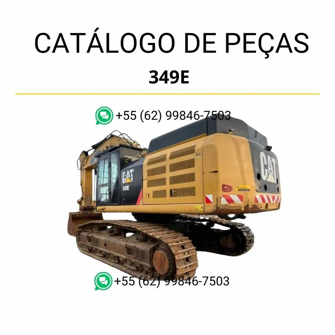 Catálogo de peças Caterpillar 349E Mobile Hyd Power escavadeira em PDF com ilustrações detalhadas e componentes originais identificados.
