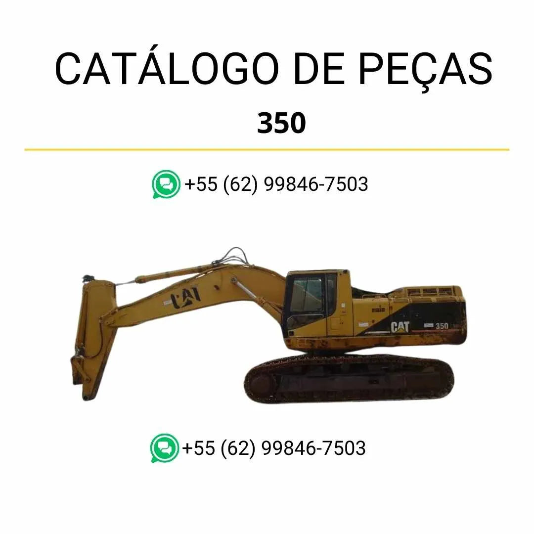 Catálogo de peças Caterpillar 350 em PDF com diagramas ilustrativos e lista completa de componentes originais da escavadeira.