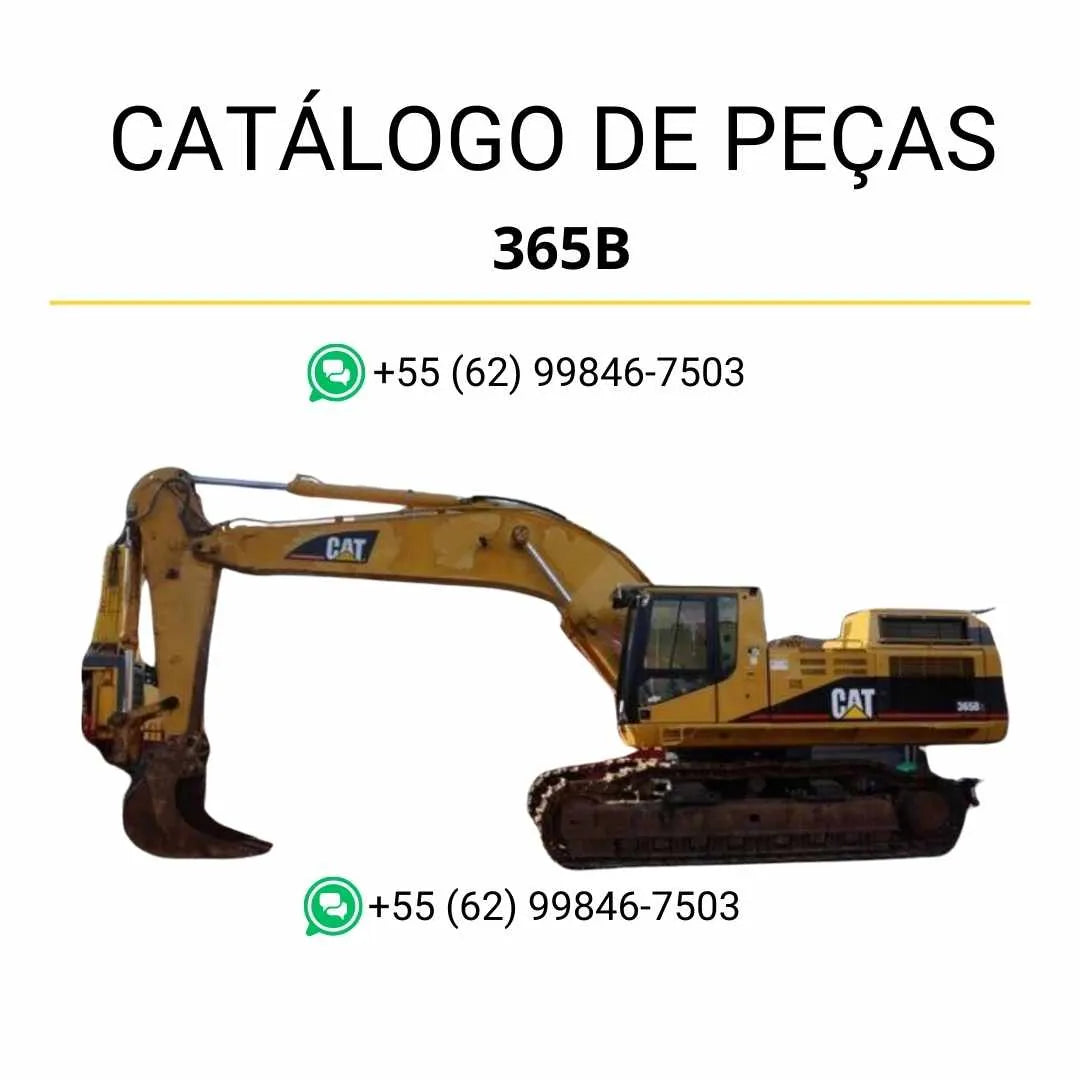 Catálogo de peças Caterpillar 365B ORA em PDF com ilustrações técnicas completas e lista detalhada dos componentes originais da escavadeira.