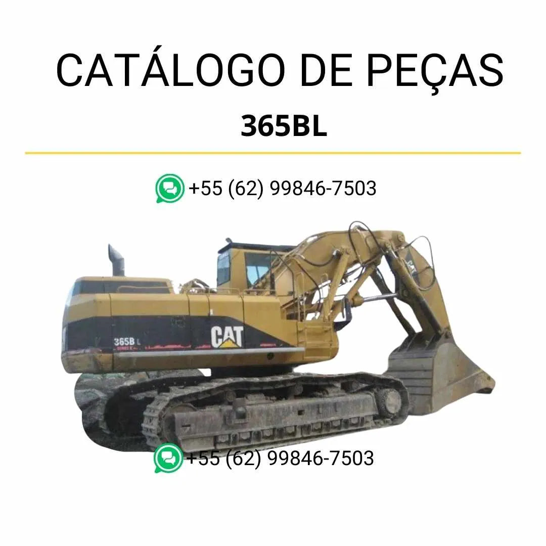 Catálogo de peças Caterpillar 365BL em PDF com ilustrações técnicas detalhadas e lista completa dos componentes originais da escavadeira.