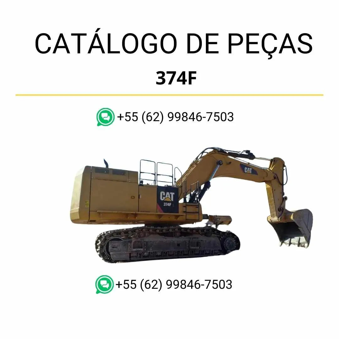 Catálogo de peças Caterpillar 374F em PDF com diagramas técnicos completos e identificação precisa dos componentes originais da escavadeira.