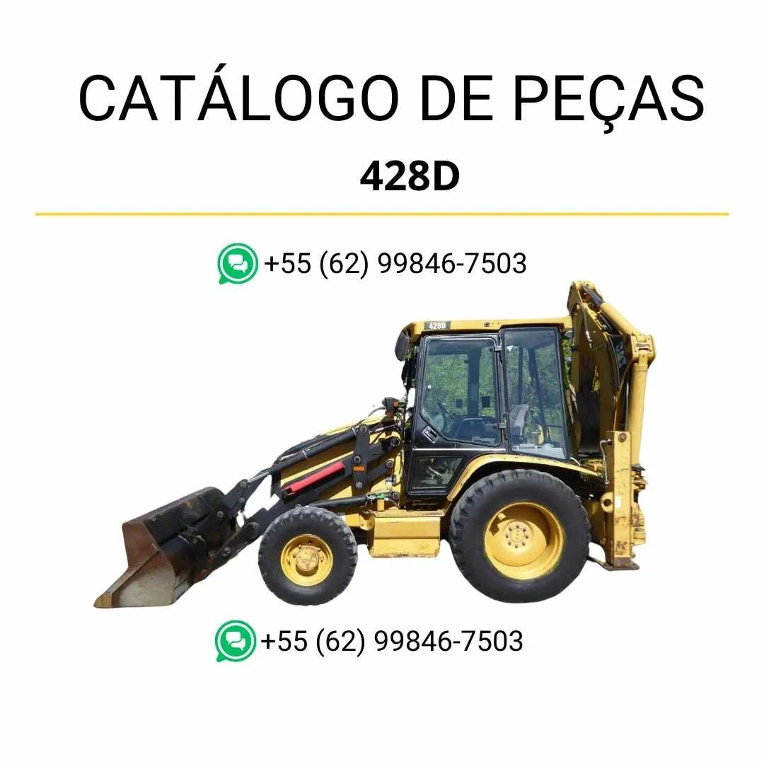 Catálogo de peças Caterpillar 428D em PDF com ilustrações técnicas detalhadas e lista completa de componentes originais da retroescavadeira.