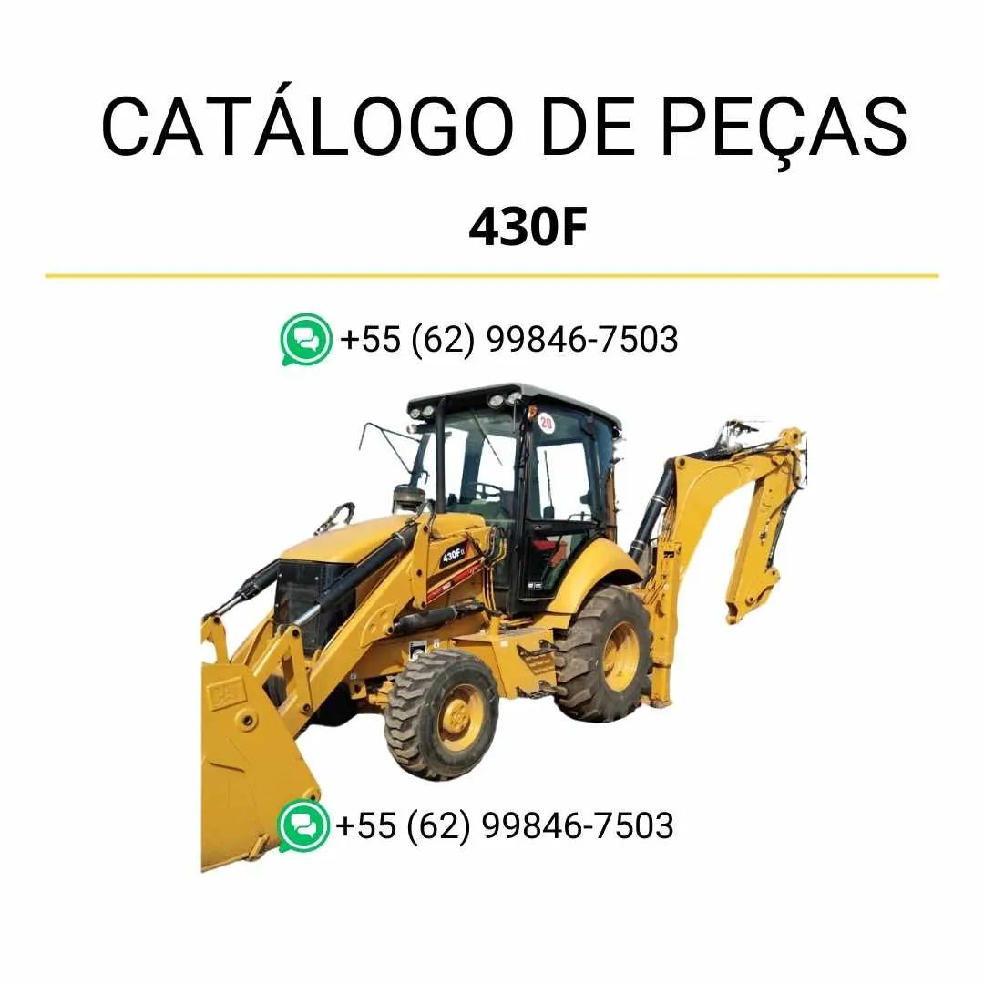 Catálogo de peças Caterpillar 430F em PDF com ilustrações detalhadas, códigos originais e identificação completa dos componentes da retroescavadeira.