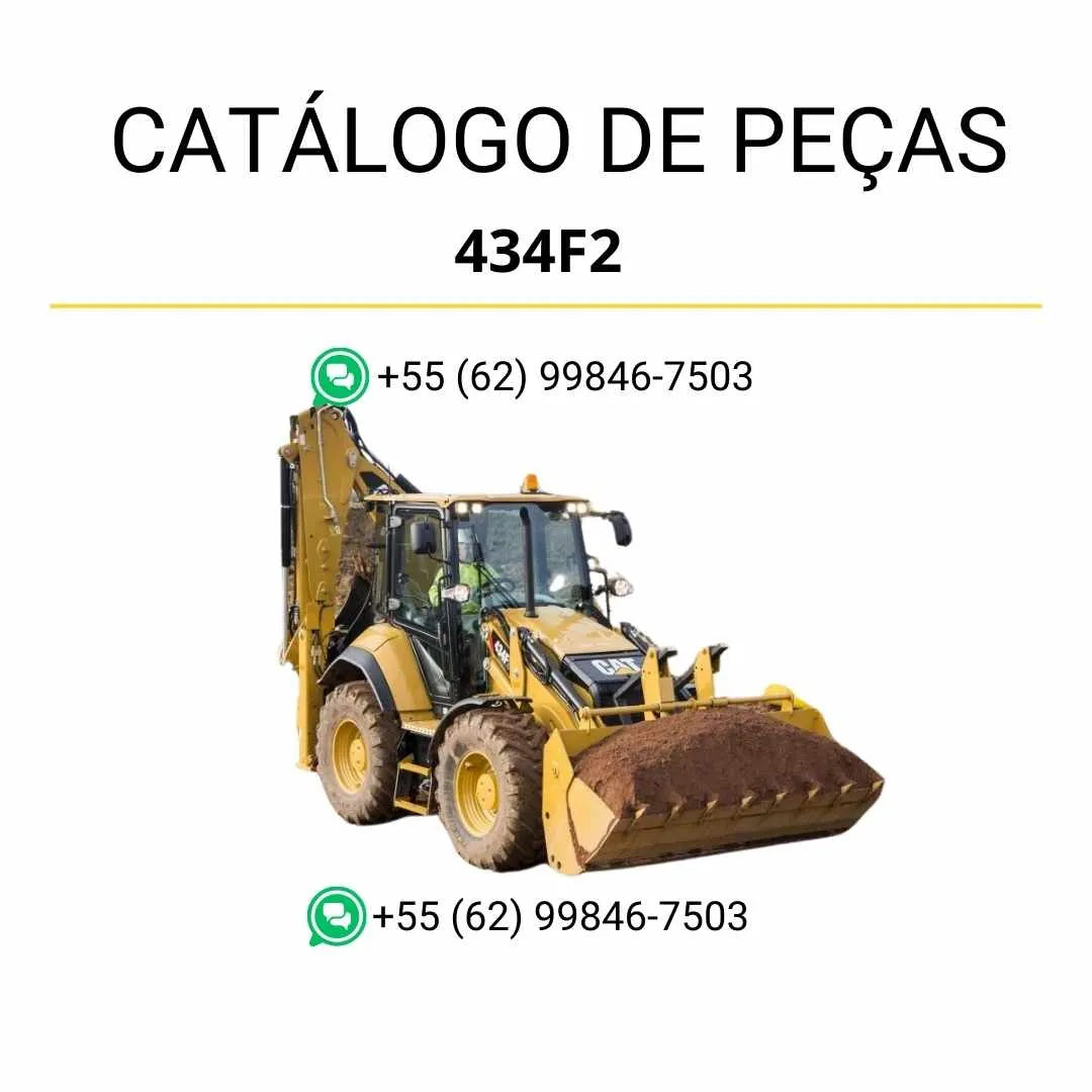 Catálogo de peças Caterpillar 434F2 em PDF com diagramas técnicos e lista completa de componentes originais da retroescavadeira.