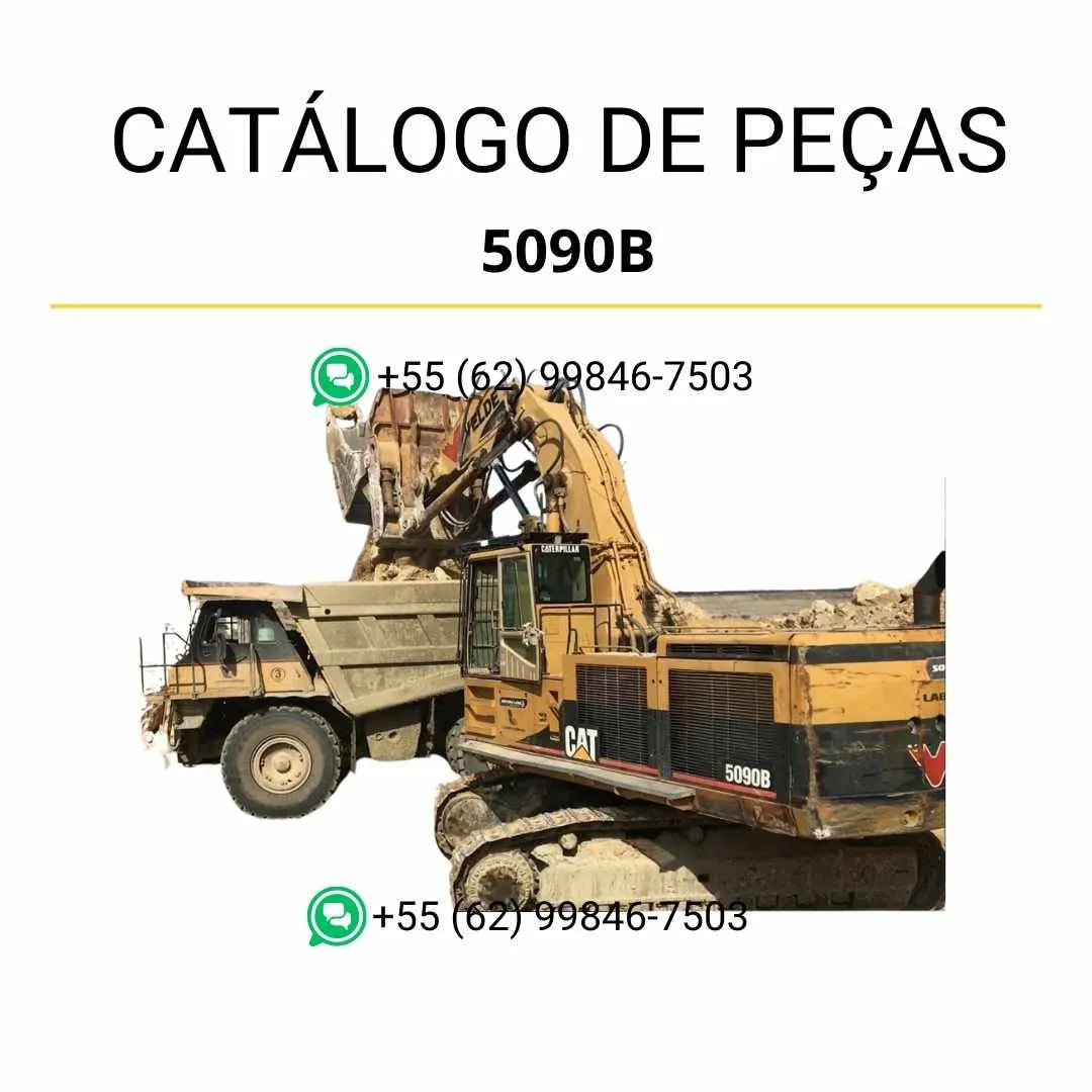 Catálogo de peças Caterpillar 5090B escavadeira em PDF com ilustrações detalhadas e identificação precisa de componentes originais.