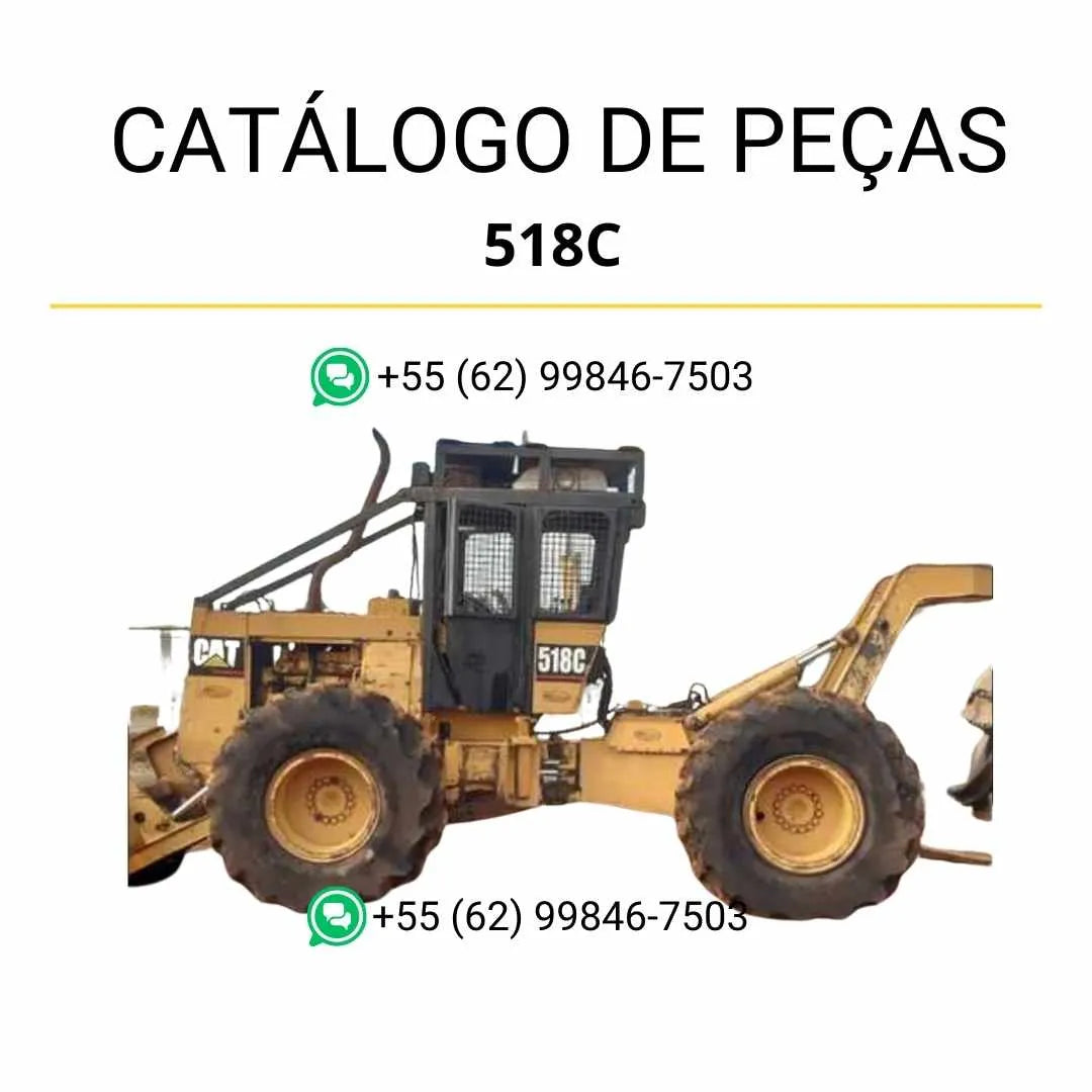 Catálogo de peças Caterpillar 518C Wheel Skidder em PDF com diagramas técnicos detalhados e lista completa de componentes originais.