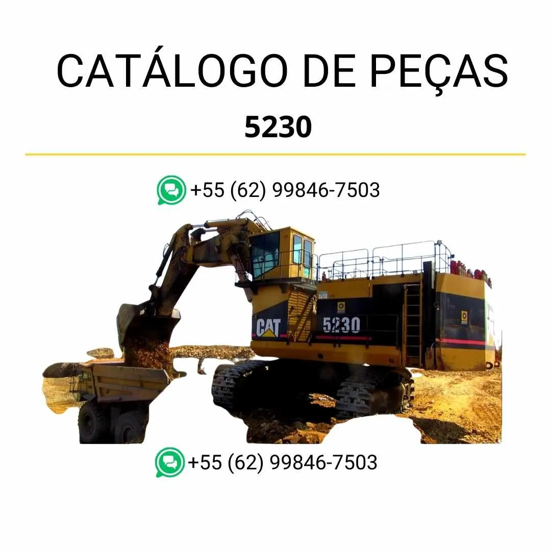 Catálogo de peças Caterpillar 5230 escavadeira de mineração em PDF com ilustrações técnicas detalhadas e lista completa de componentes originais.