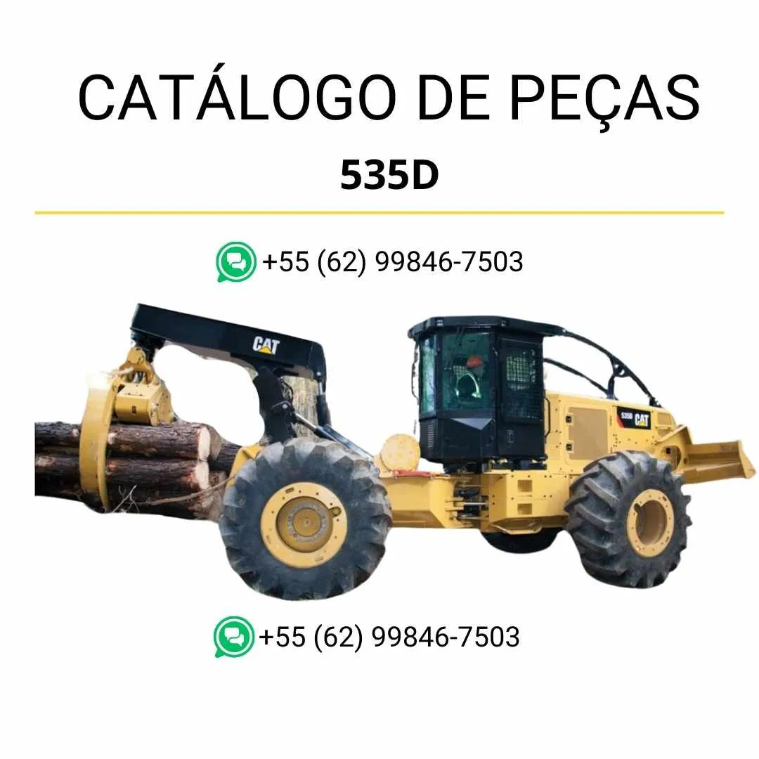 Catálogo de peças Caterpillar 535D Wheel Skidder em PDF com ilustrações técnicas completas e identificação detalhada dos componentes originais da máquina florestal.