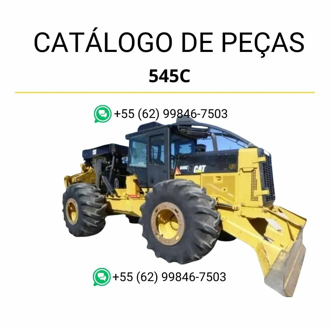 Catálogo de peças Caterpillar 545C Wheel Skidder em PDF com ilustrações técnicas detalhadas e relação completa dos componentes originais da máquina florestal.