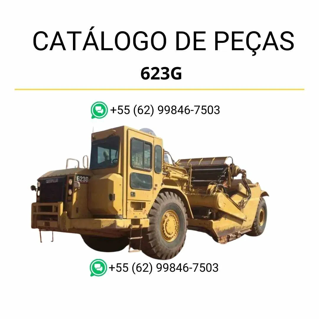Catálogo de peças Caterpillar 623G em PDF com diagramas detalhados e lista completa de componentes do trator de rodas.