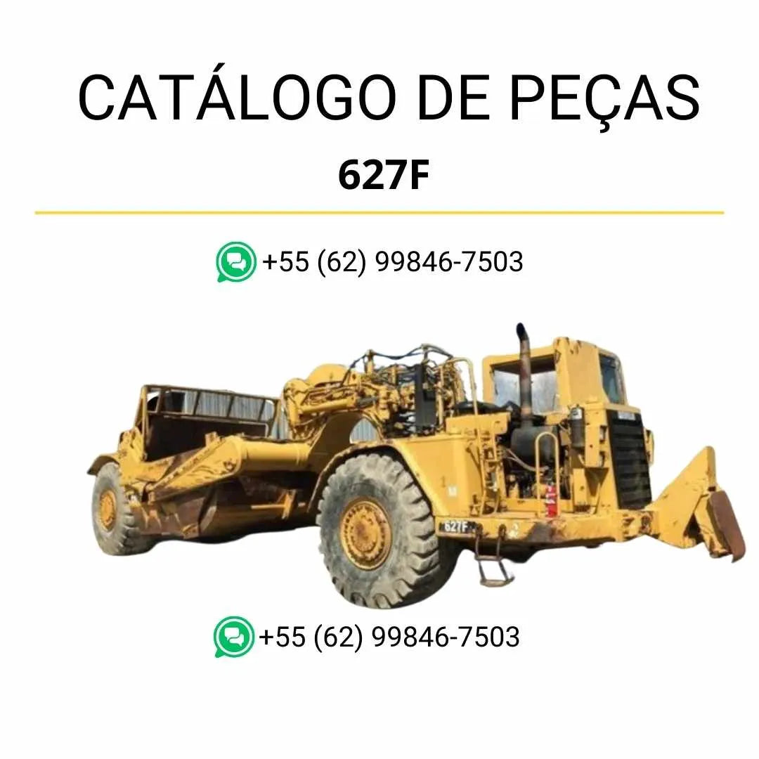 Catálogo de peças Caterpillar 627F em PDF com diagramas detalhados e relação completa de componentes do raspador de rodas.