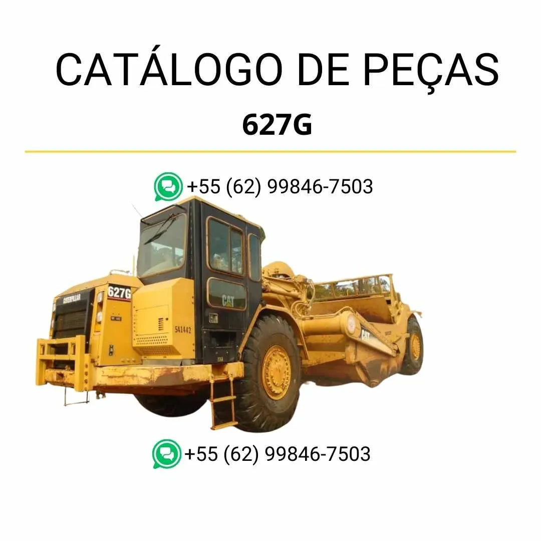 Catálogo de peças Caterpillar 627G em PDF com ilustrações detalhadas e lista completa de componentes do trator de rodas.