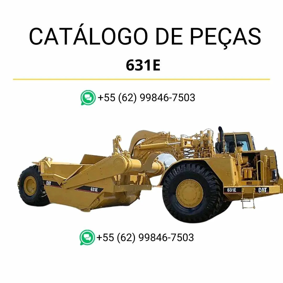Catálogo de peças Caterpillar 631E em PDF com ilustrações técnicas completas do trator de rodas e lista detalhada de componentes originais.