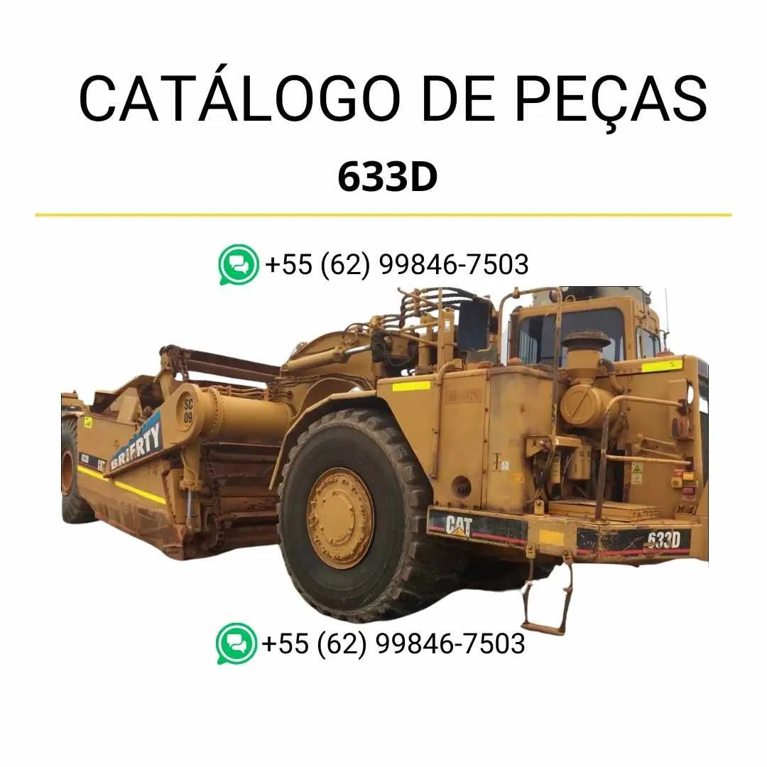 Catálogo de peças Caterpillar 633D em PDF com ilustrações técnicas completas do trator de rodas e lista detalhada de componentes originais.