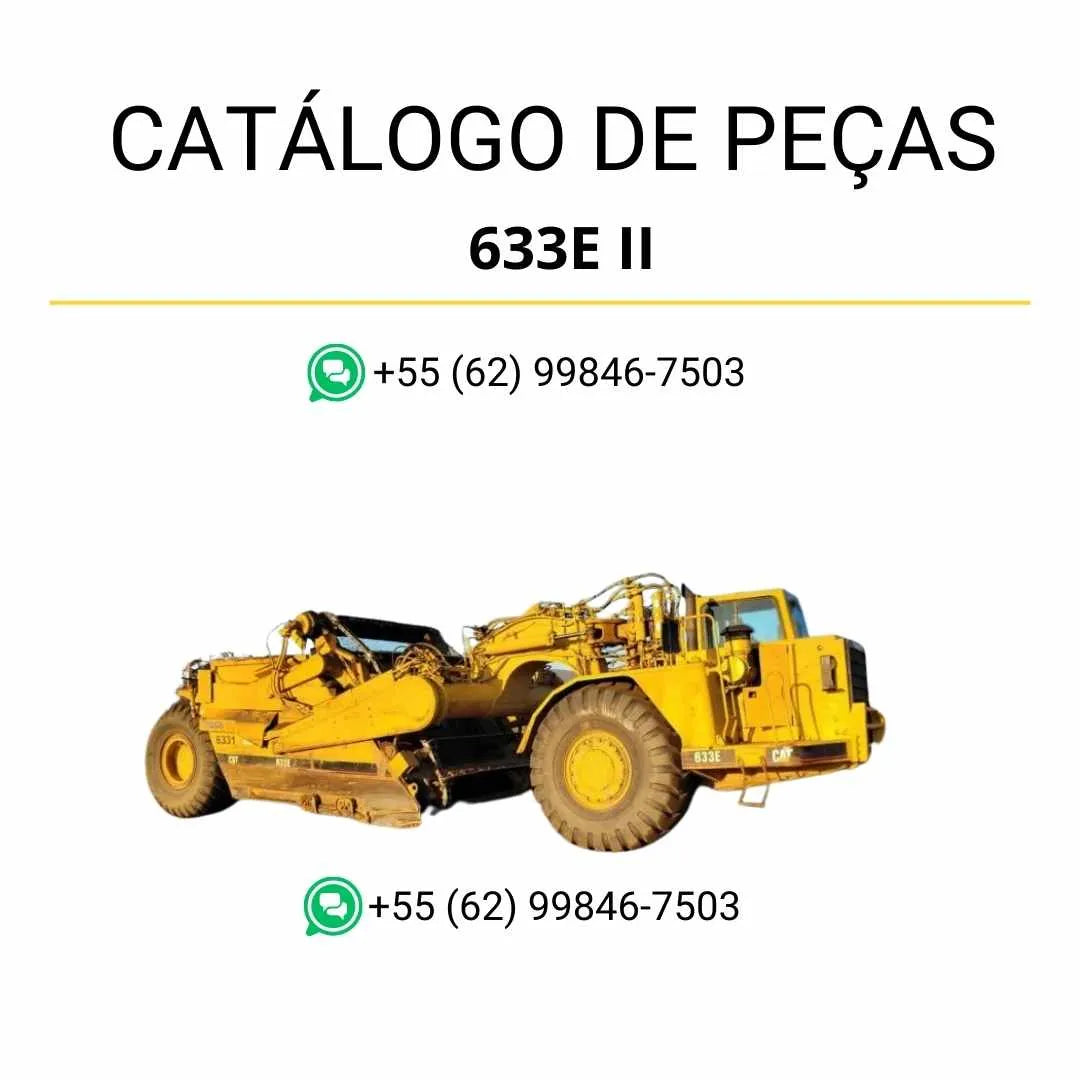 Catálogo de peças Caterpillar 633E II em PDF com diagramas detalhados do trator de rodas e lista completa de componentes originais para manutenção.