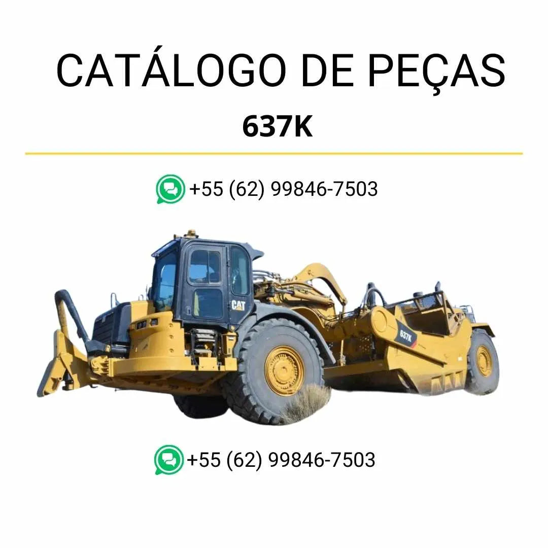 Catálogo de peças Caterpillar 637K em PDF com ilustrações técnicas completas do trator de rodas e guia detalhado de componentes originais.
