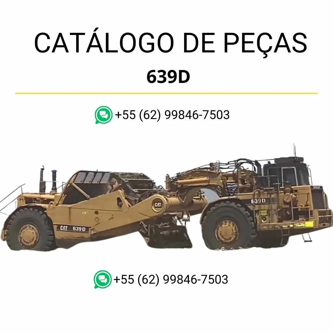 Catálogo de peças Caterpillar 639D em PDF com diagramas técnicos detalhados do trator de rodas e lista completa de componentes originais.