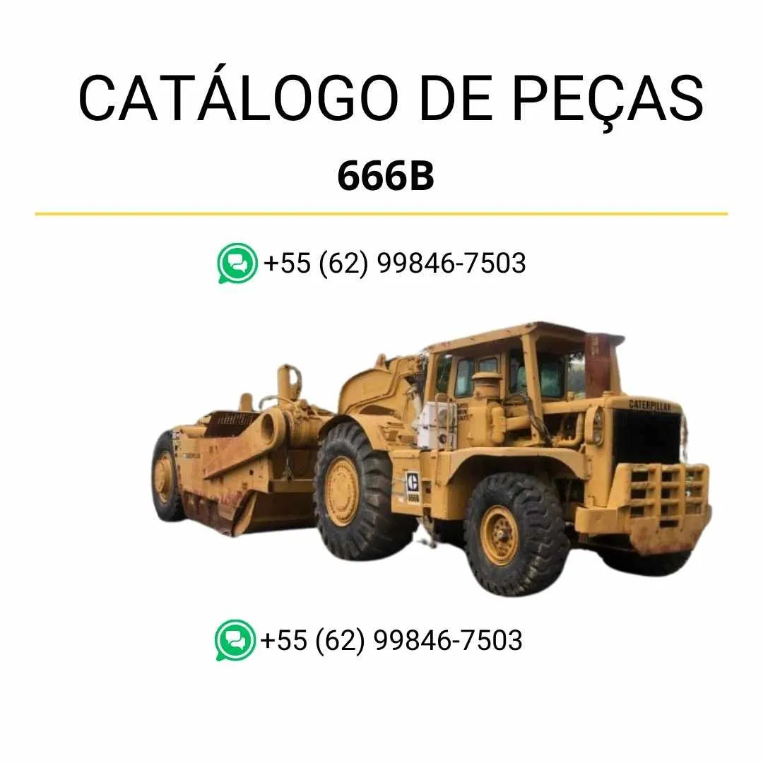 Catálogo de peças Caterpillar 666B em PDF com ilustrações detalhadas e relação completa dos componentes do trator raspador de rodas.