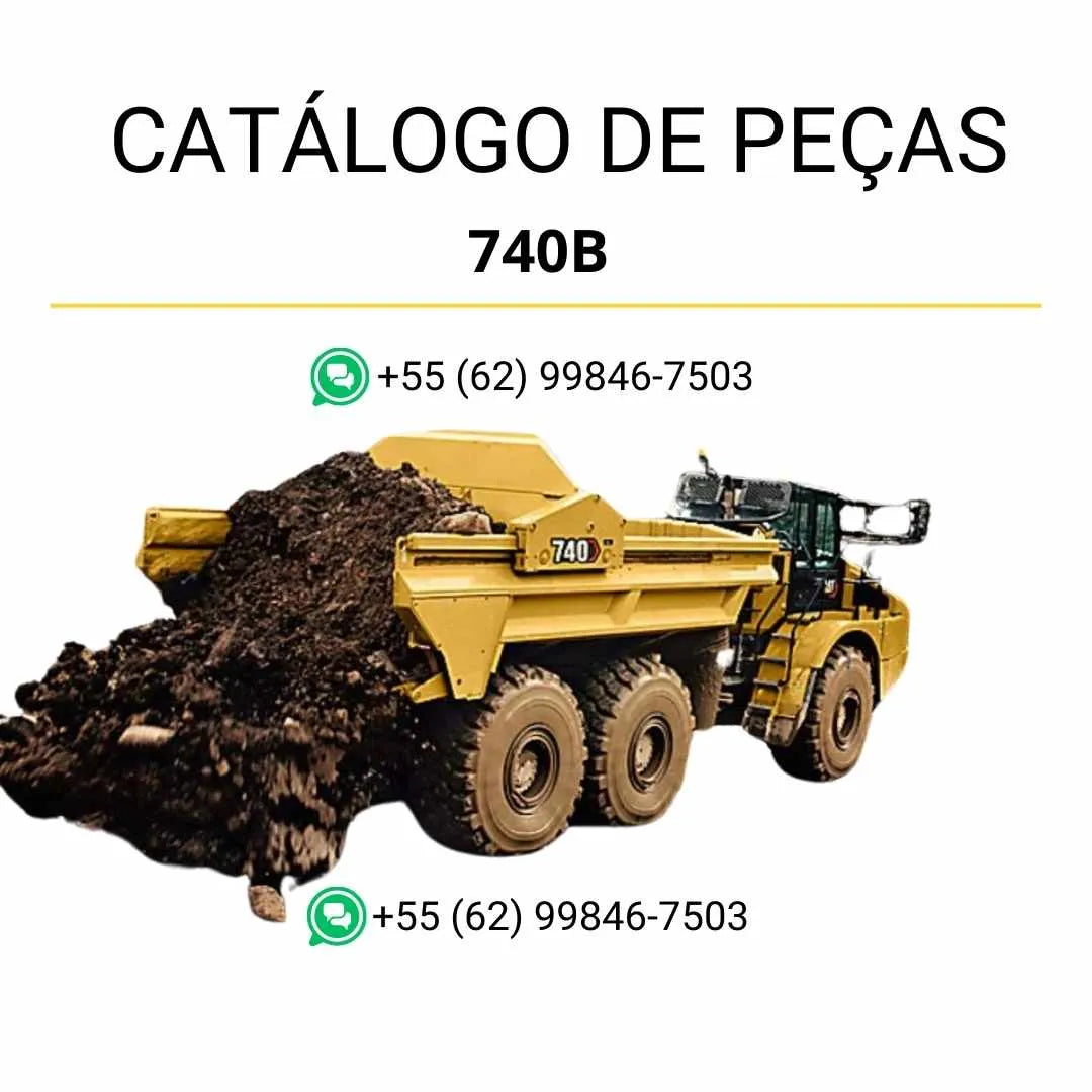 Catálogo de peças Caterpillar 740B em PDF com diagramas ilustrados, vistas explodidas e lista completa de componentes do caminhão ejetor.