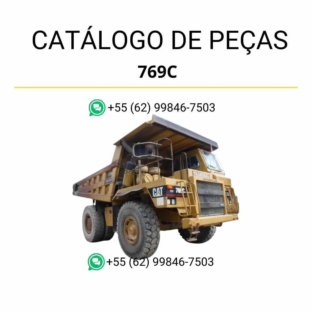 Catálogo de peças Caterpillar 769C em PDF com diagramas técnicos detalhados e lista completa dos componentes originais do caminhão basculante.