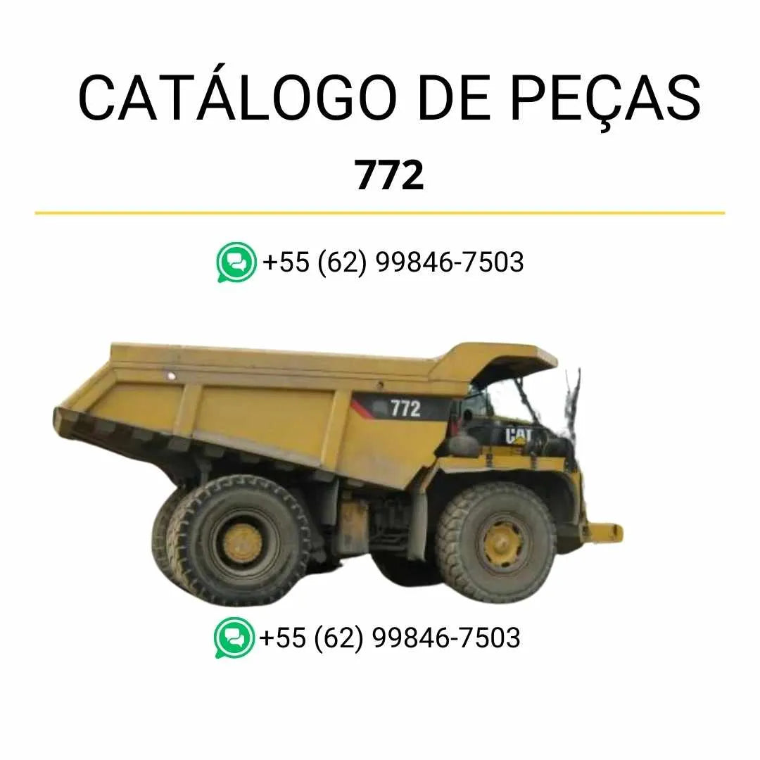 Catálogo de peças Caterpillar 772 em PDF com ilustrações técnicas detalhadas e lista completa dos componentes originais do caminhão basculante.