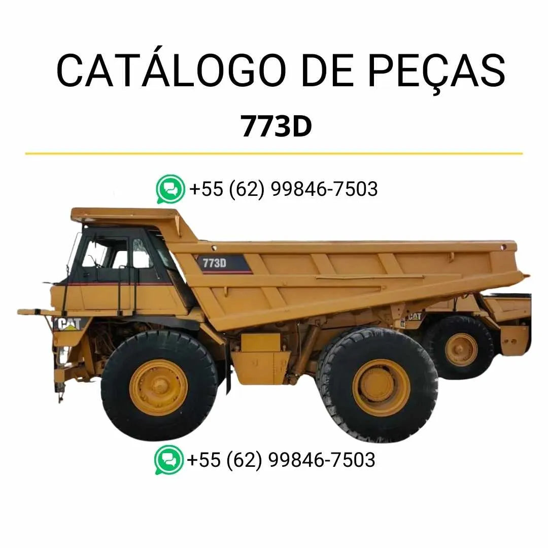 Catálogo de peças Caterpillar 773D em PDF com diagramas técnicos detalhados e lista completa dos componentes originais do caminhão basculante.
