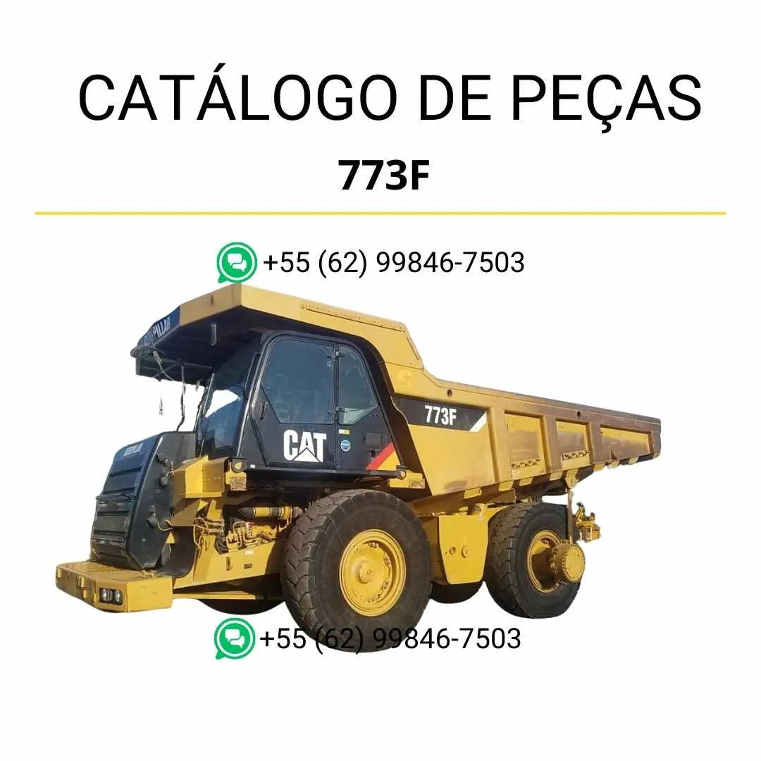 Catálogo de peças Caterpillar 773F em PDF com ilustrações técnicas detalhadas e lista completa dos componentes originais do caminhão basculante.